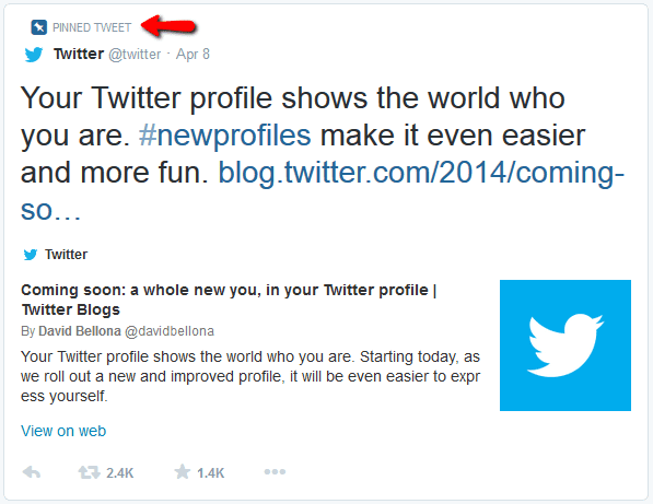 Twitter's New Pinned Tweets