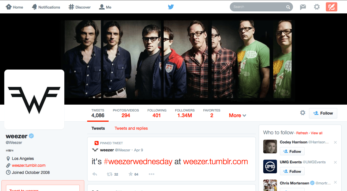 New Twitter Profile Facelift - Weezer