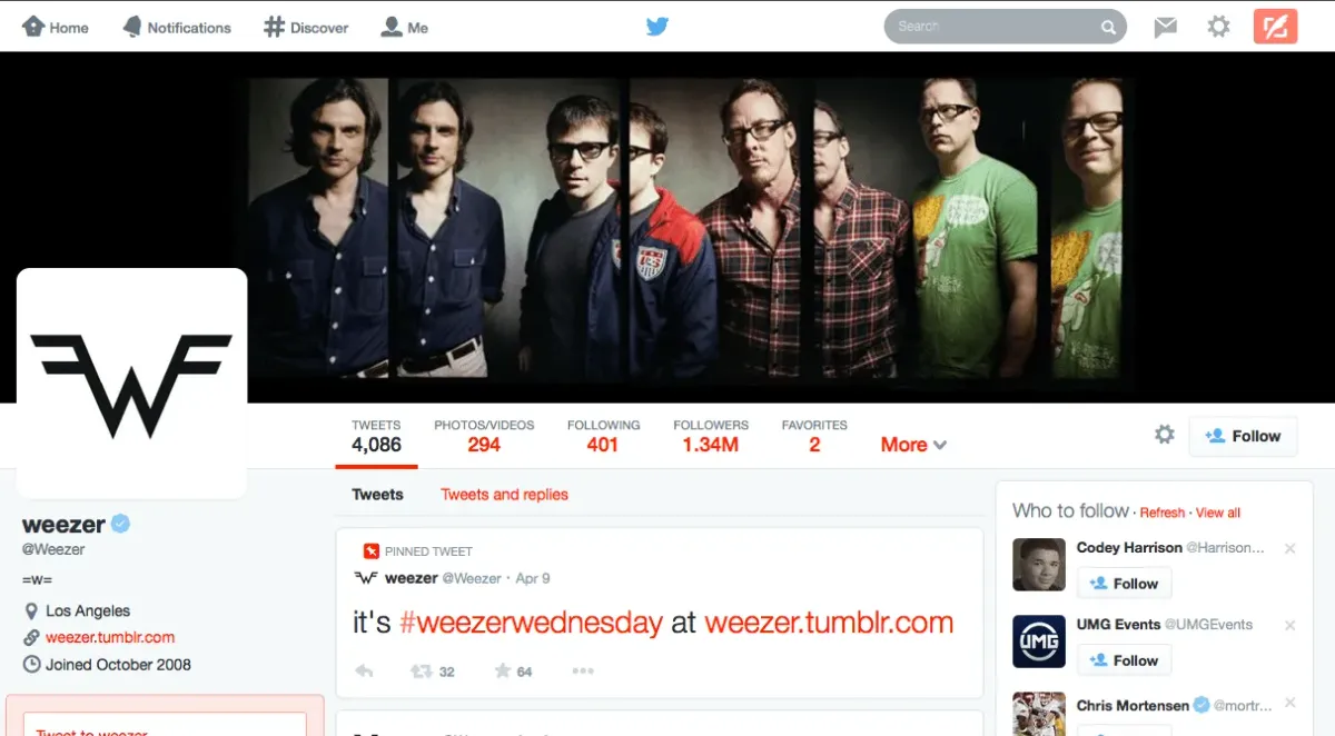 New Twitter Profile Facelift - Weezer