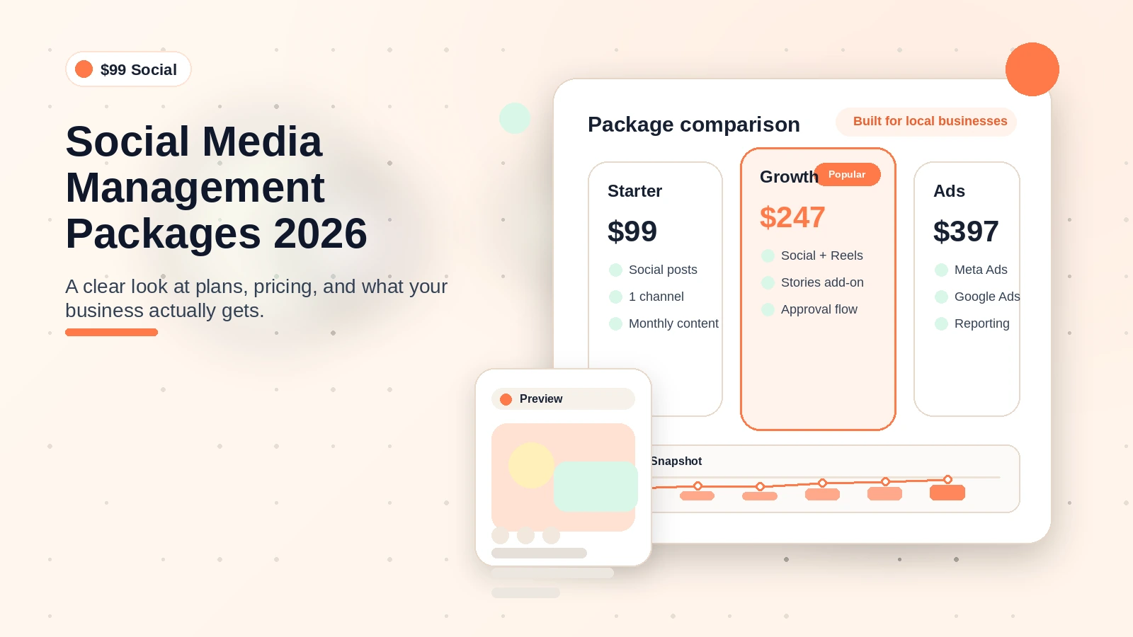 Small business owner comparing social media management packages on a laptop