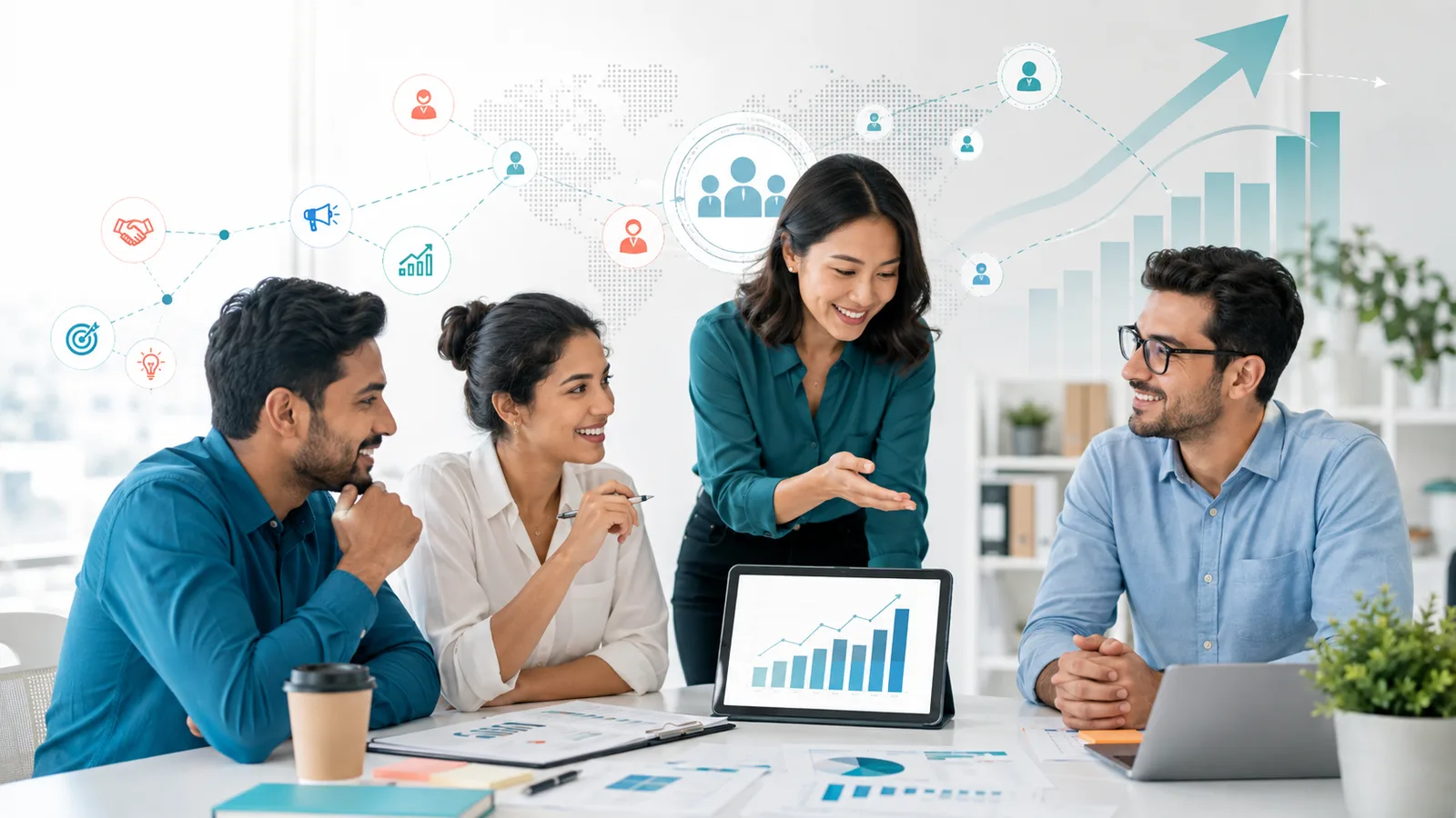 White label marketing consultant presenting a strategy to a small business owner