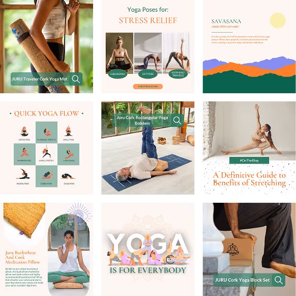 Yoga studio brand grid